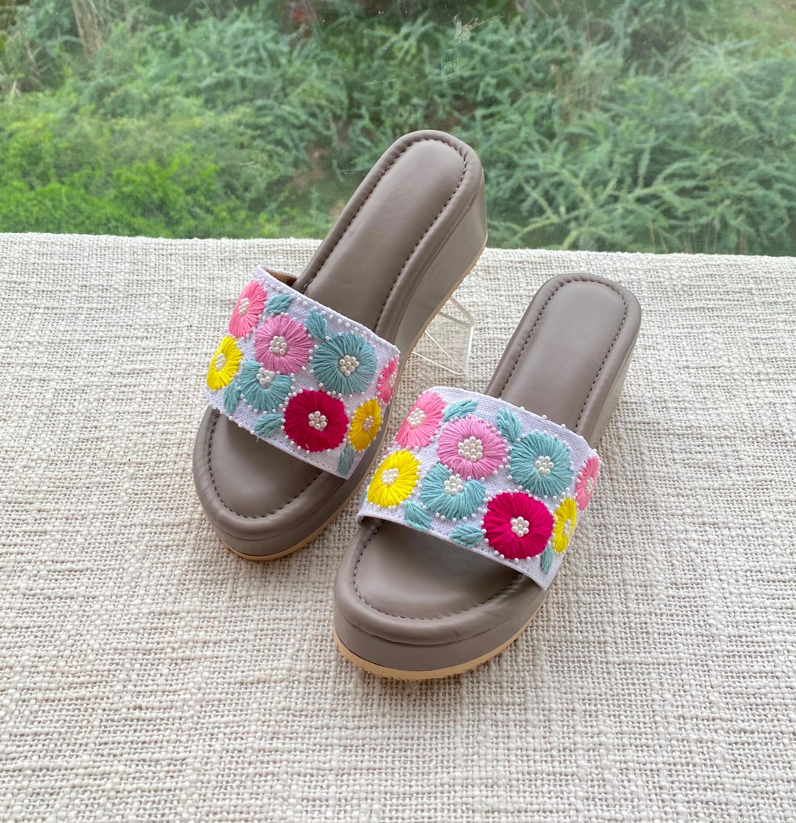 Embroidered Platform Heel