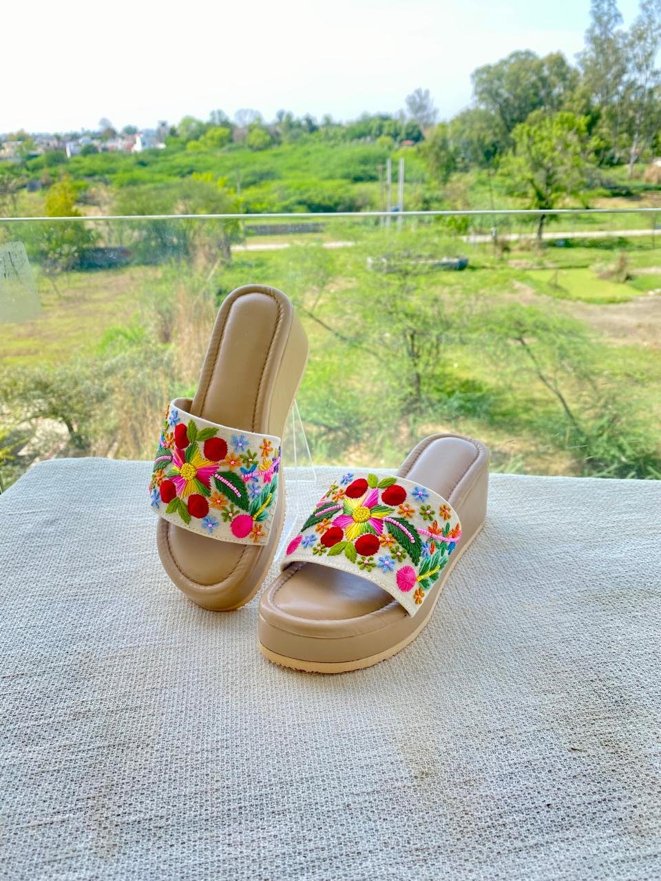 Embroidered Platform heel