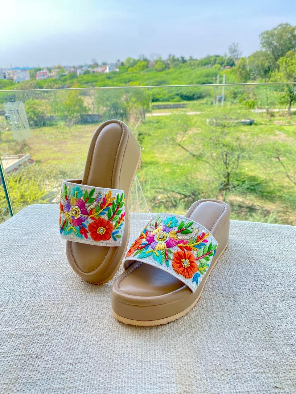 Embroidered Platform heel